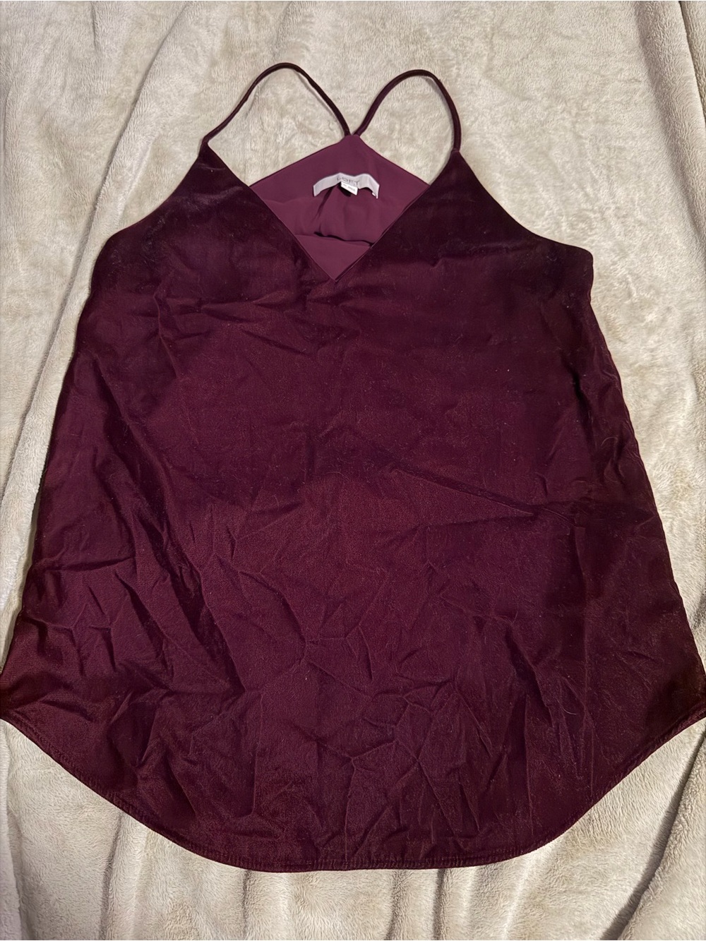 LOFT Classic Burgundy Wine Suede Feel Jacquard Cami Tank Top XS - Picture 2 of 7